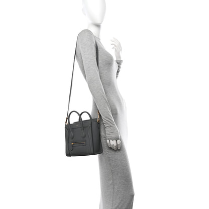 Celine Drummed Calfskin Nano Luggage Kohl 3 of 11