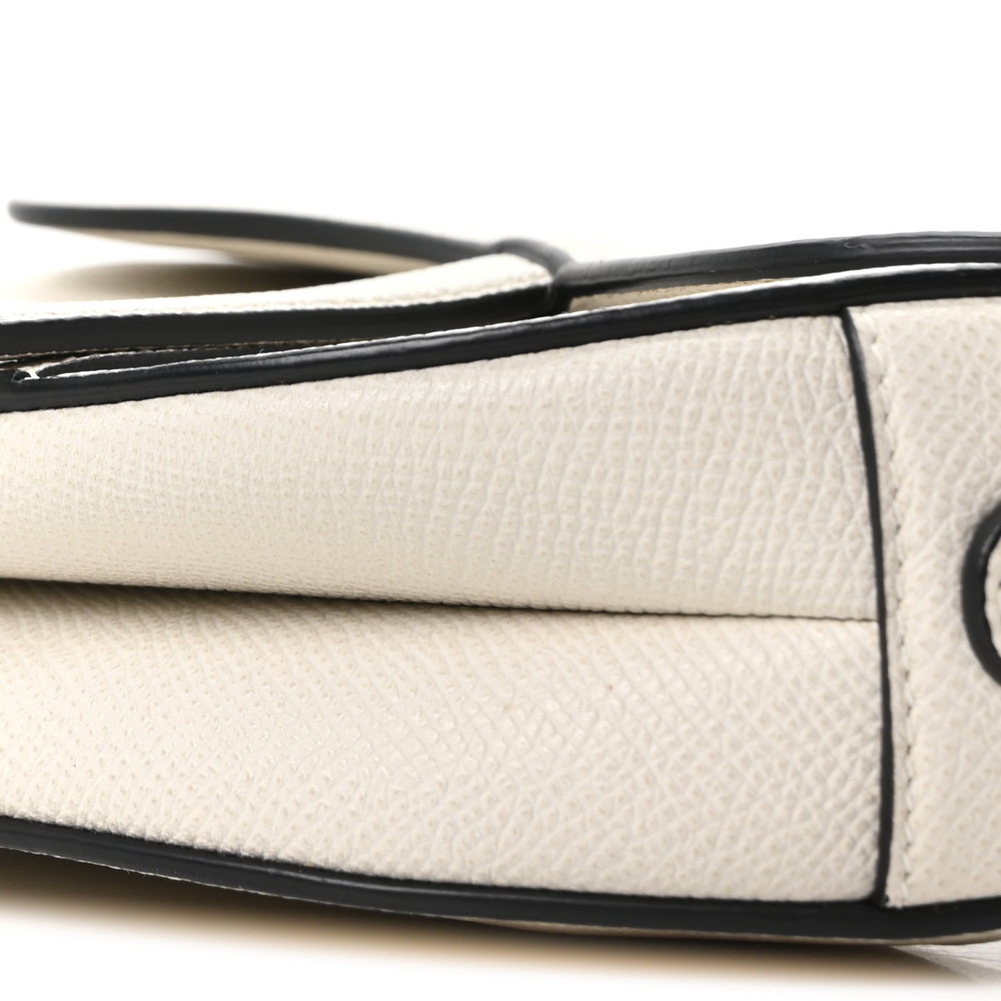 Grained Calfskin Mini Saddle Bag White