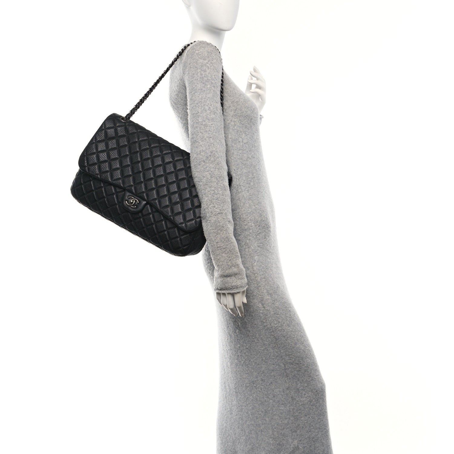 Chanel Grained Calfskin Quilted Small XXL Travel Flap Bag Black 2 of 11