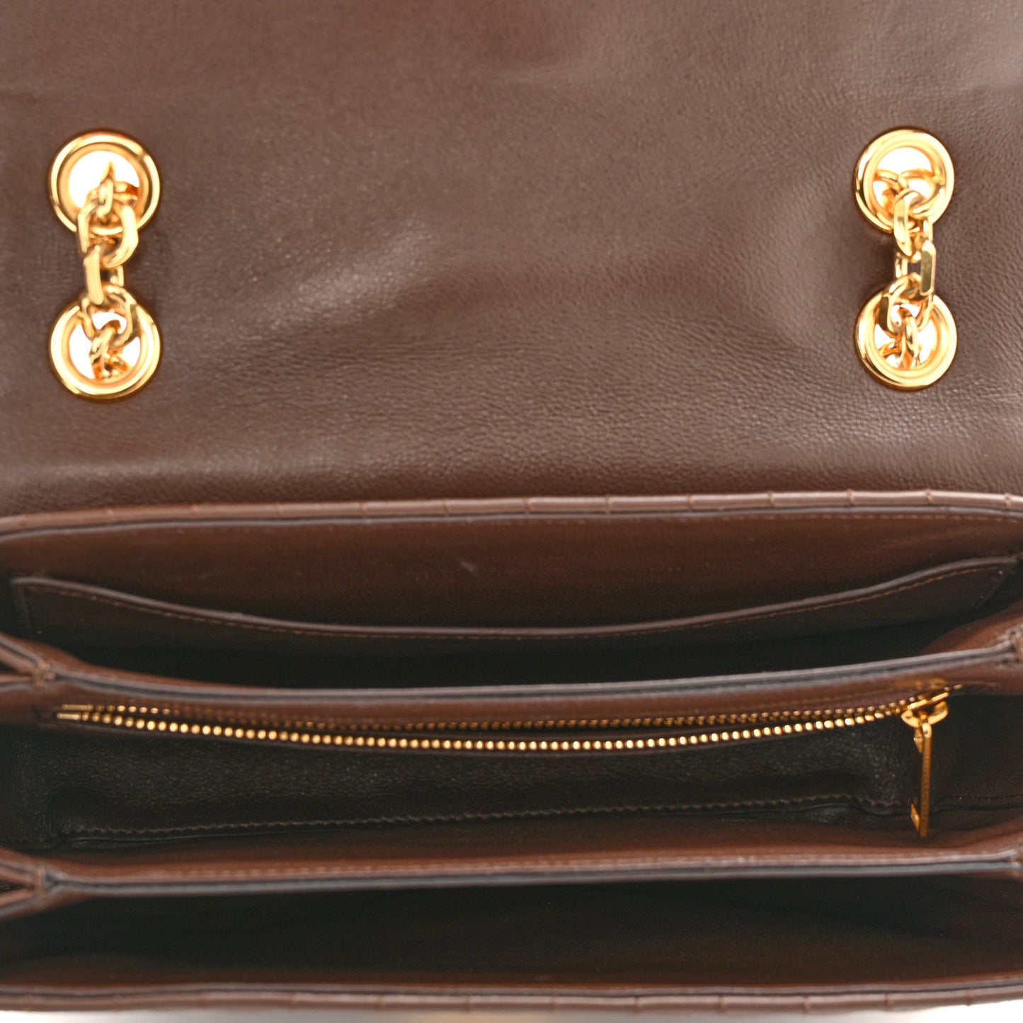 Calfskin Quilted Medium C Bag Dark Brown
