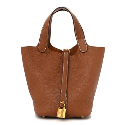 Hermes Taurillon Clemence Picotin Lock 18 PM Gold 1 of 13