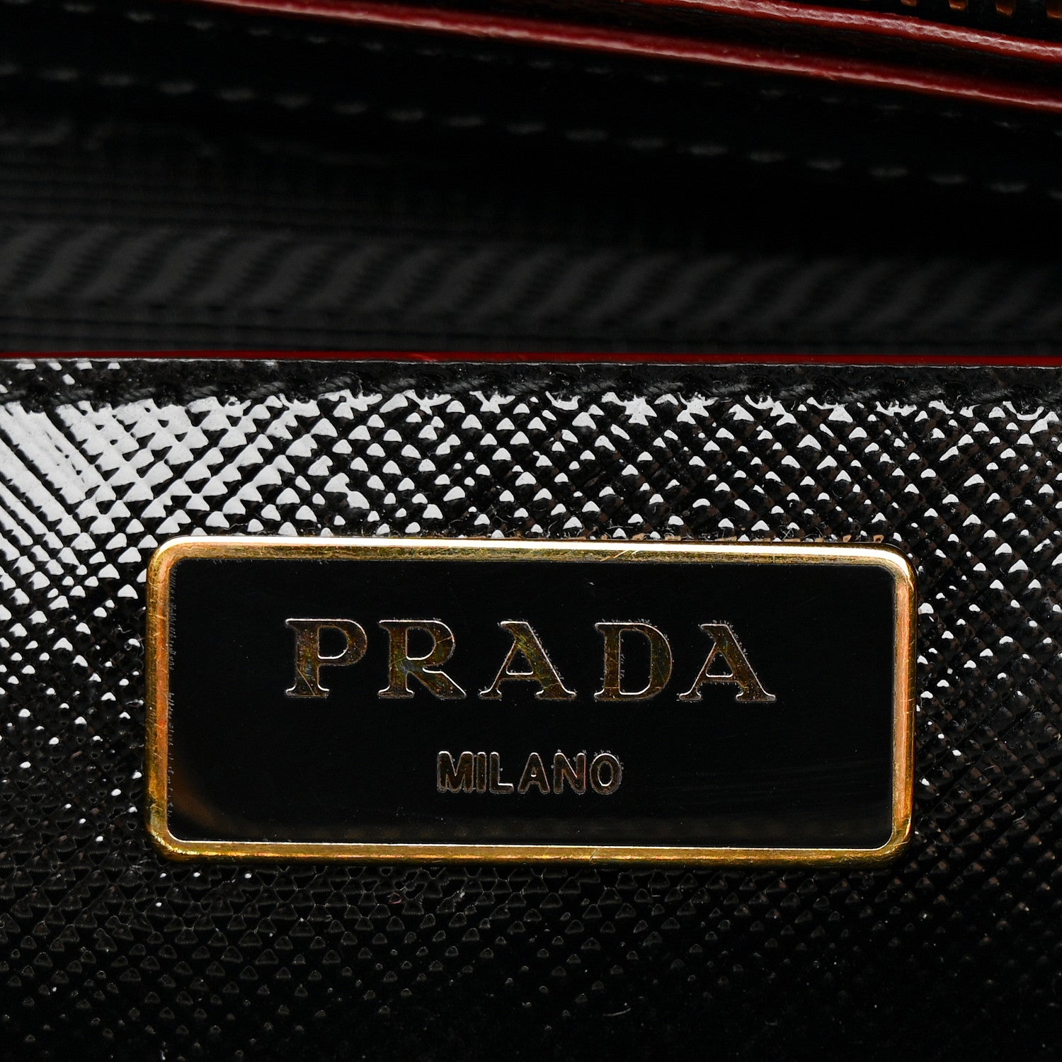 Prada Saffiano Vernice Medium Promenade Tote Black Rosso 8 of 18