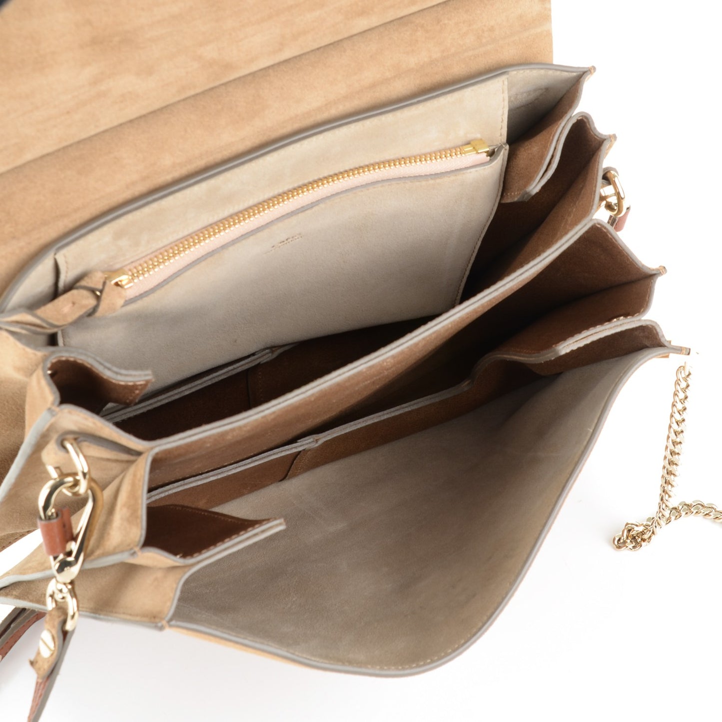Suede Medium Faye Shoulder Bag Desert Beige