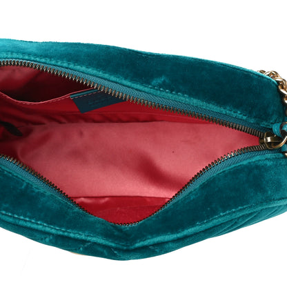 Gucci Velvet Matelasse Small GG Marmont Chain Shoulder Bag Pavone Cyan 5 of 11