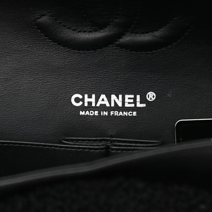 Chanel Lambskin Shearling Medium Double Flap Black Brown 6 of 9