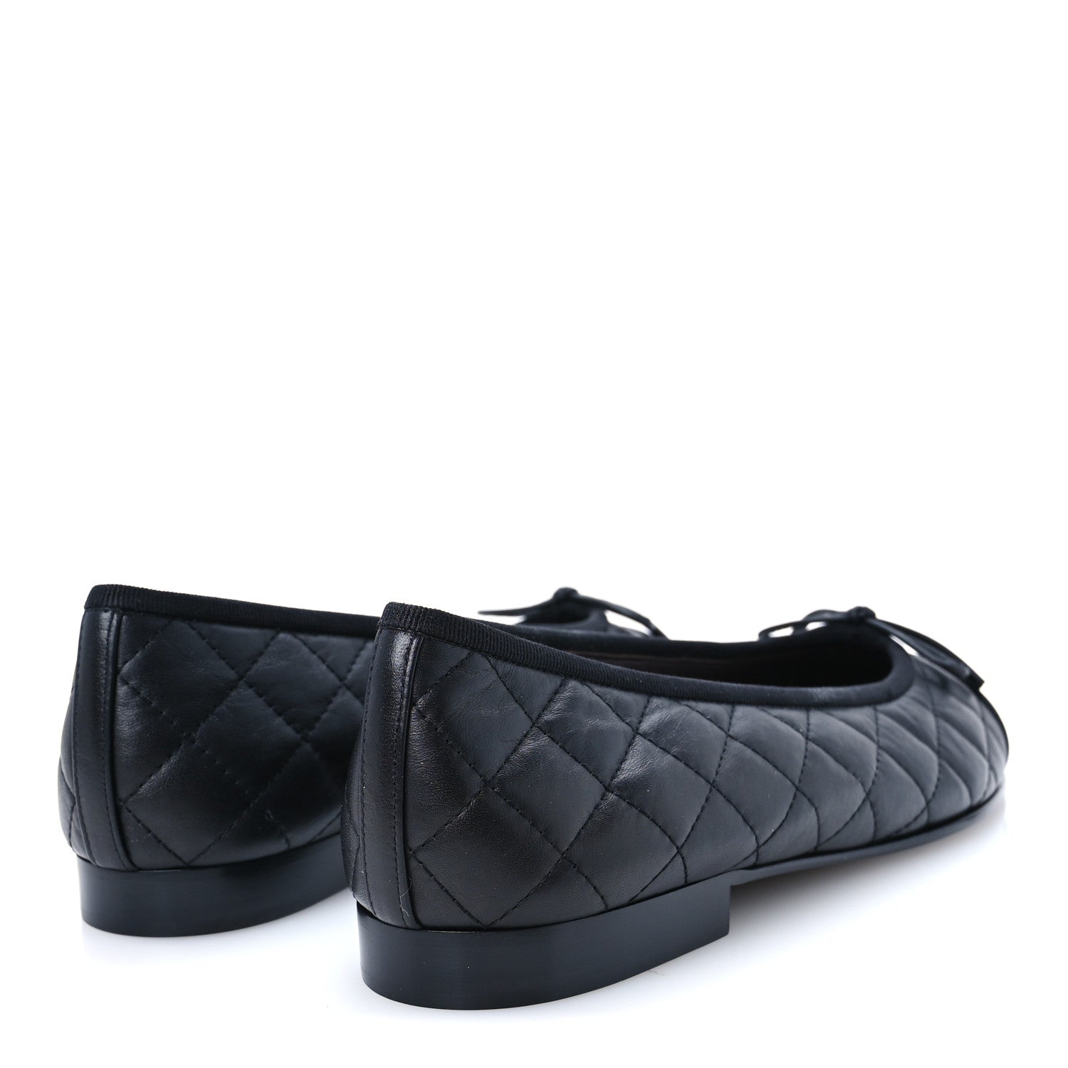 Chanel Aged Calfskin Quilted CC Cap Toe Ballerina Flats 40 Black 5 of 10