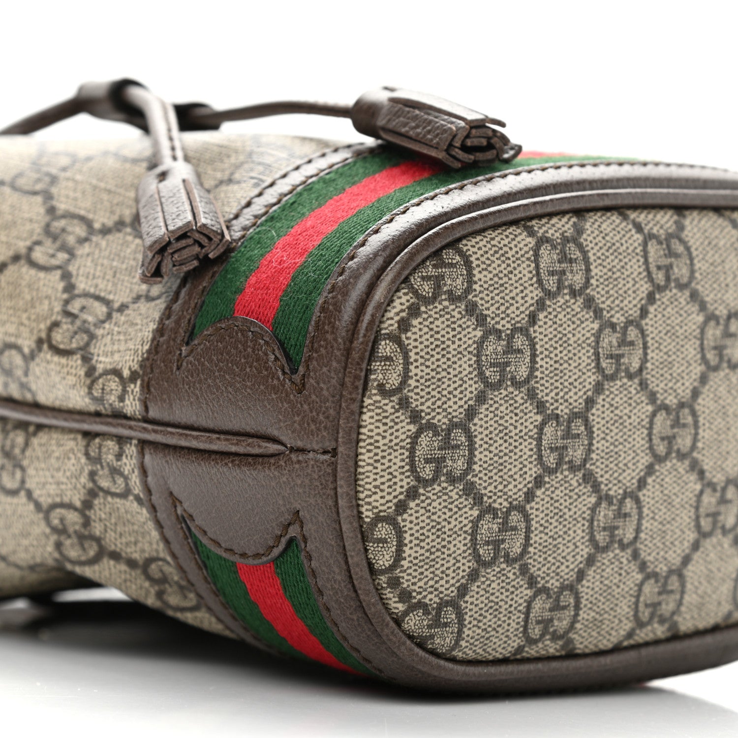 Gucci GG Supreme Monogram Web Mini Ophidia Bucket Bag Brown 5 of 10