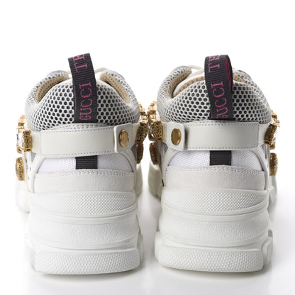 Gucci X SEGA Mesh Calfskin Suede Removable Crystals Womens Flashtrek Sneakers 38.5 Great White 5 of 9
