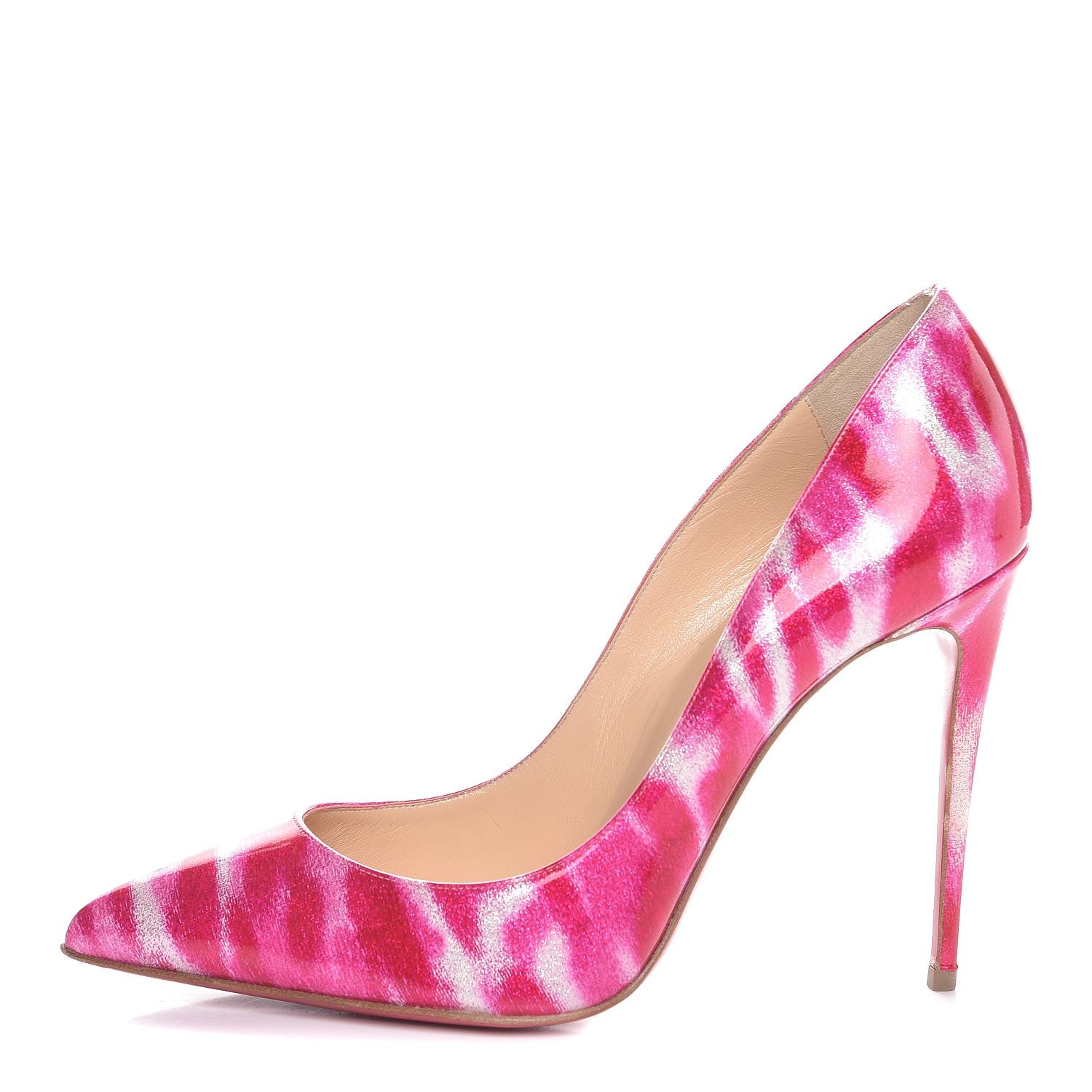Christian Louboutin Patent Glittart Pigalle Follies 100 Pumps 38 Shocking Pink 1 of 11