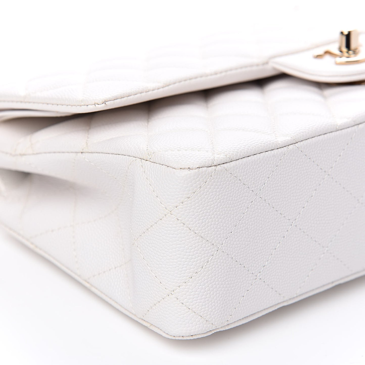 Caviar Quilted Medium Double Flap White