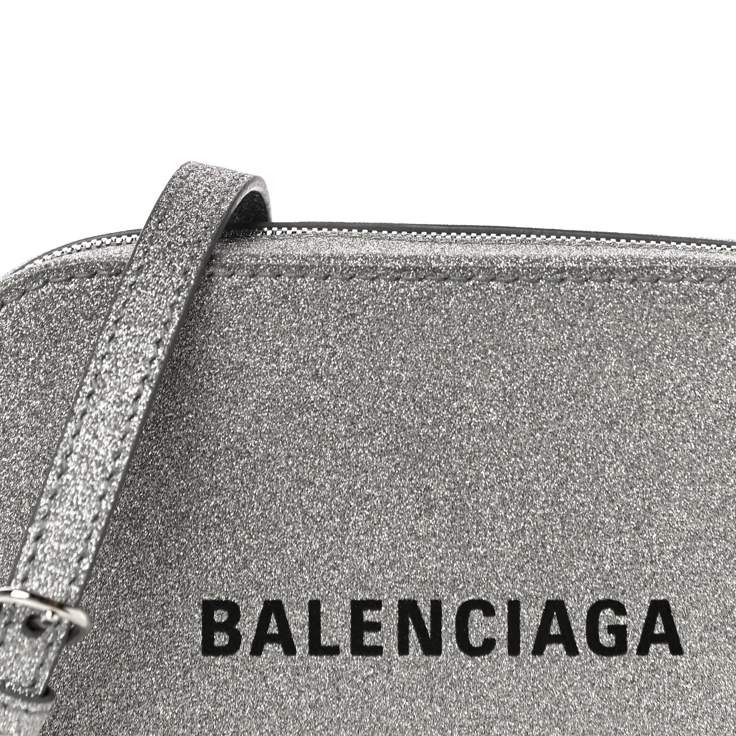 Glitter Calfskin Logo XS Everyday Camera Bag Silver