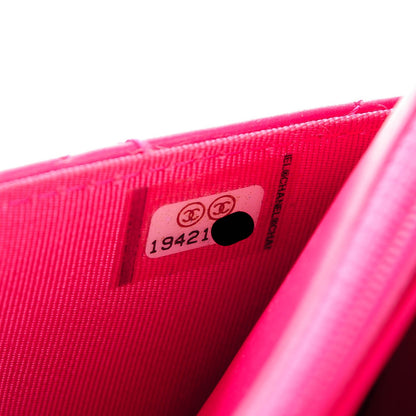 Chanel Lambskin Quilted Wallet On Chain WOC Dark Pink 7 of 9
