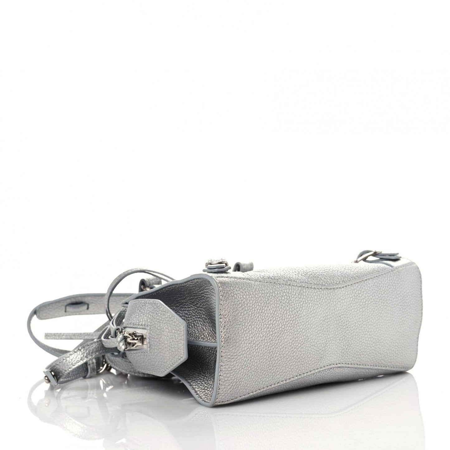 Metallic Grained Calfskin Neo Classic Silver Hardware Mini City Silver