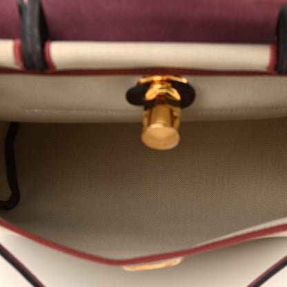 Hermes Military Toile Vache Hunter Herbag Zip Retourne 31 PM Beton Rouge Sellier 6 of 13