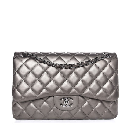 Chanel Metallic Lambskin Quilted Jumbo Double Flap Bronze 1 of 7