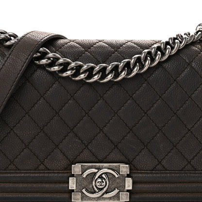 Chanel Iridescent Caviar Quilted Medium Boy Flap Dark Grey 8 of 11