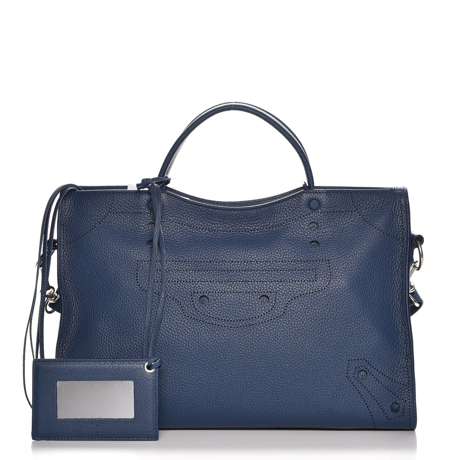 Balenciaga Veau Grana Perforated Blackout Hardware City Bleu Tanzanite 1 of 8