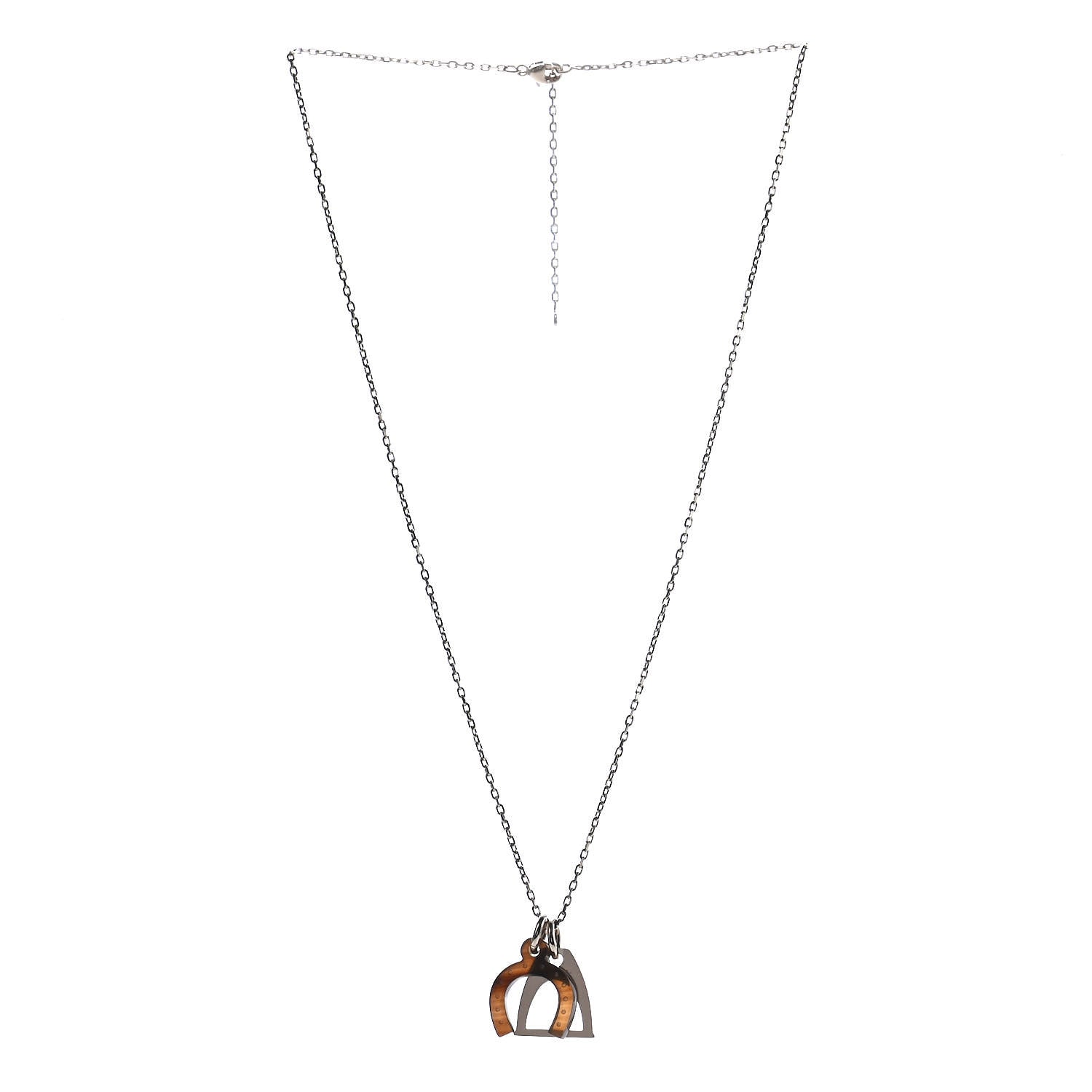 Hermes Permabrass Buffalo Horn Amulette Equestre PM Pendant Necklace Gold 2 of 3