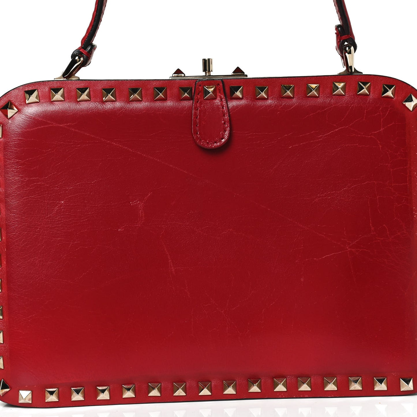Calfskin Rockstud Frame Bag Rosso Valentino