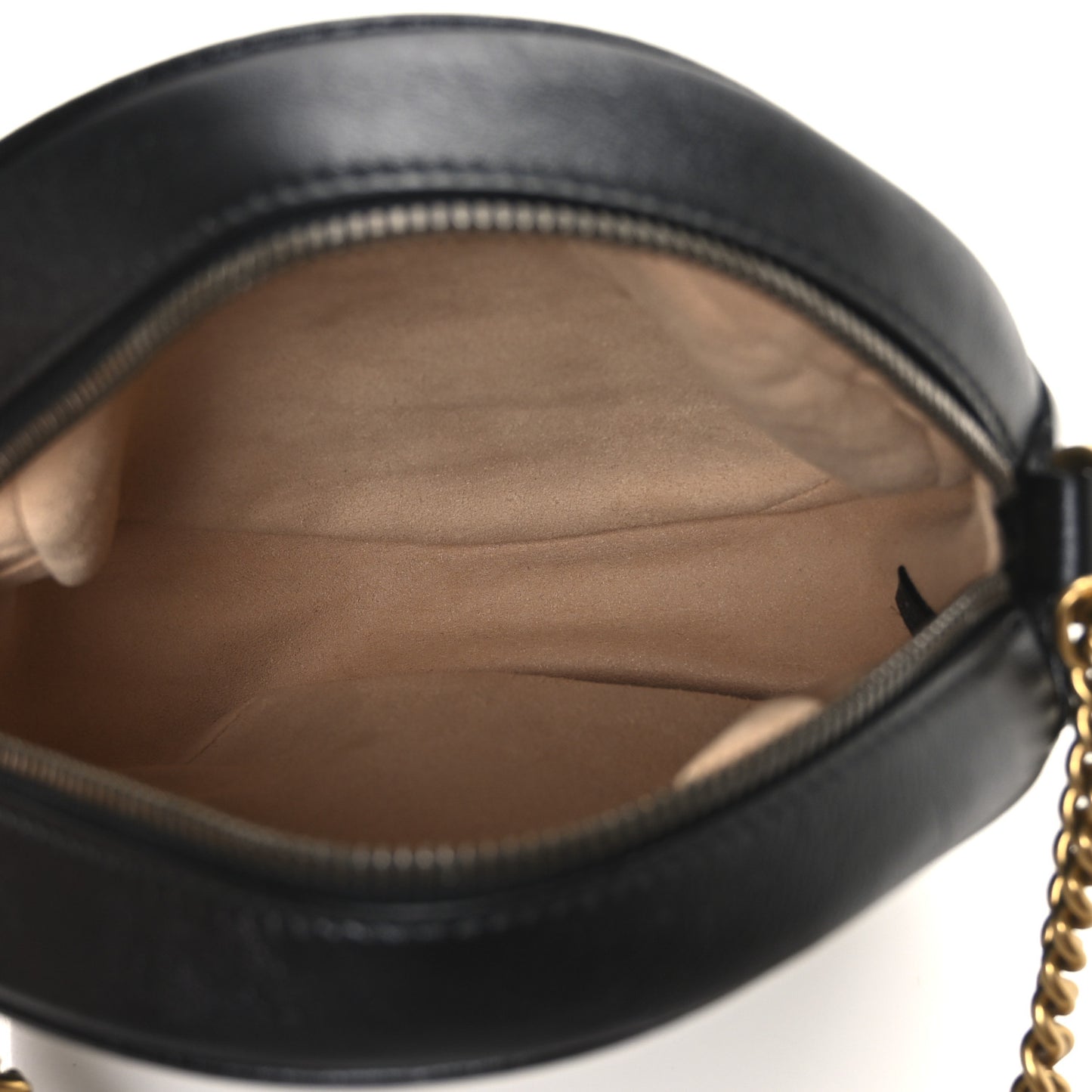 Azalea Calfskin Matelasse Heart Mini GG Marmont Round Shoulder Bag Black