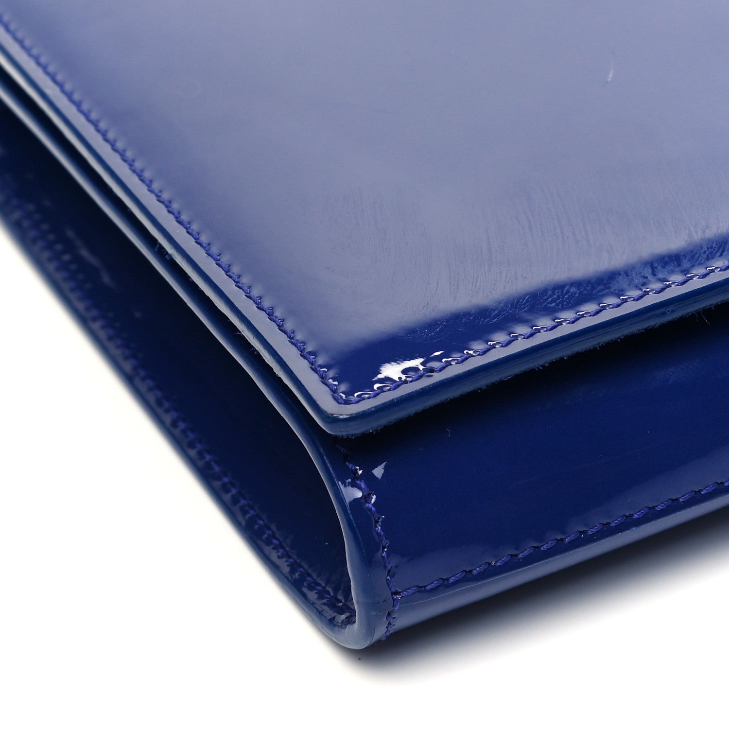 Saint Laurent Patent Calfskin Monogram Large Belle De Jour Clutch Royal Blue 7 of 8