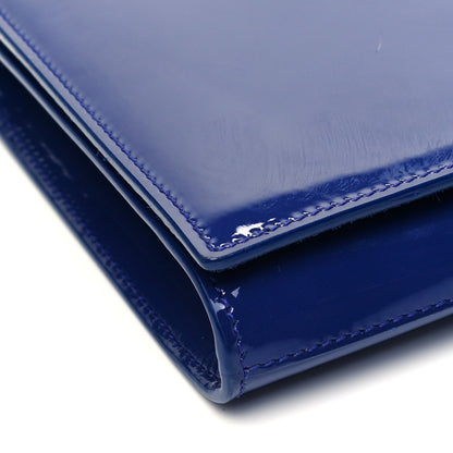 Saint Laurent Patent Calfskin Monogram Large Belle De Jour Clutch Royal Blue 7 of 8