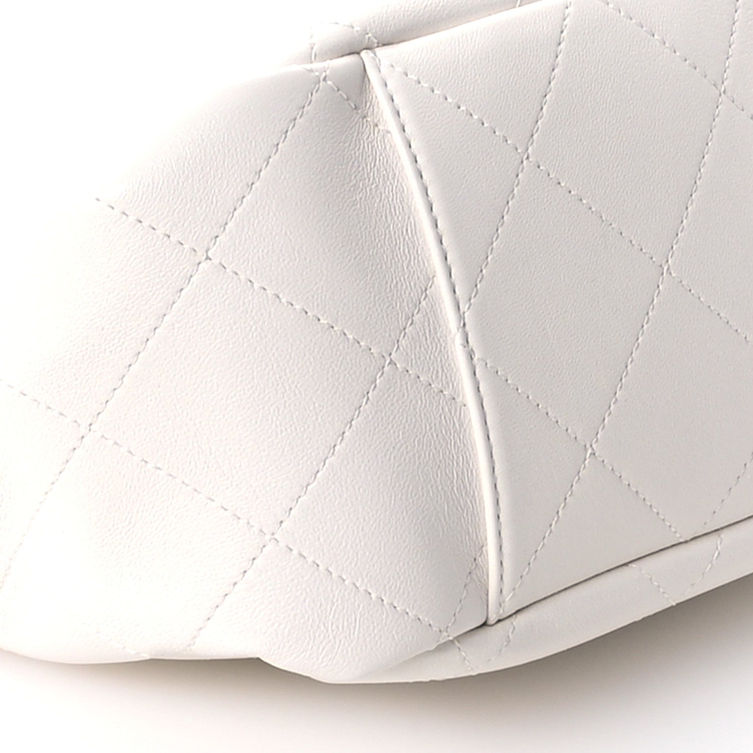 Chanel Shiny Calfskin Quilted Small Shopping Tote White 9 of 11