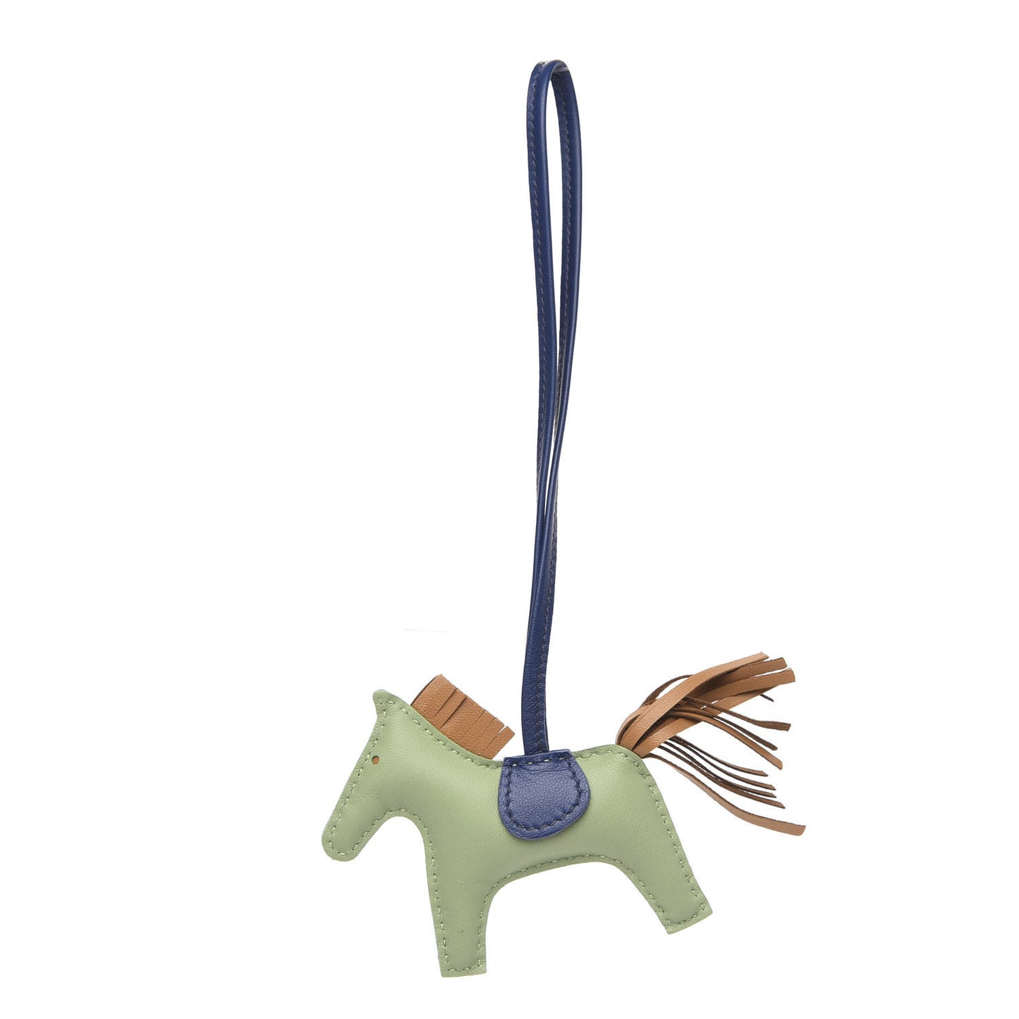 Milo Lambskin Grigri Rodeo Horse Bag Charm PM Vert Criquet Sesame Bleu de Malte
