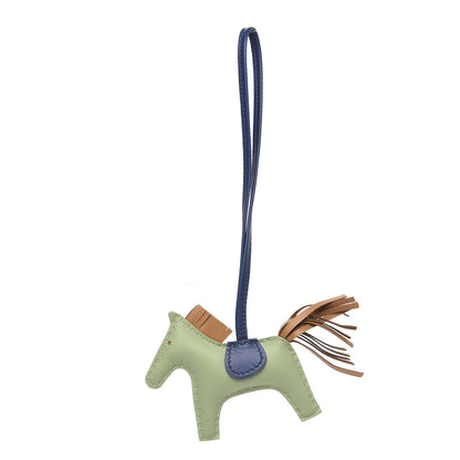 Hermes Milo Lambskin Grigri Rodeo Horse Bag Charm PM Vert Criquet Sesame Bleu de Malte 1 of 4