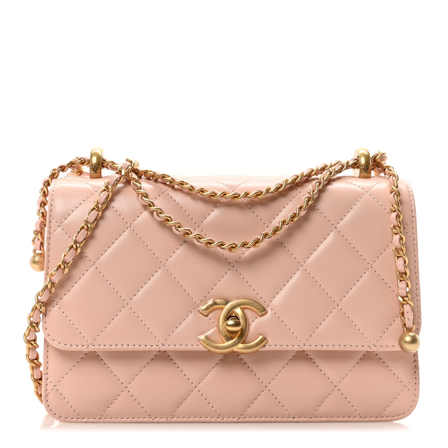Calfskin Quilted Perfect Fit Flap Light Pink