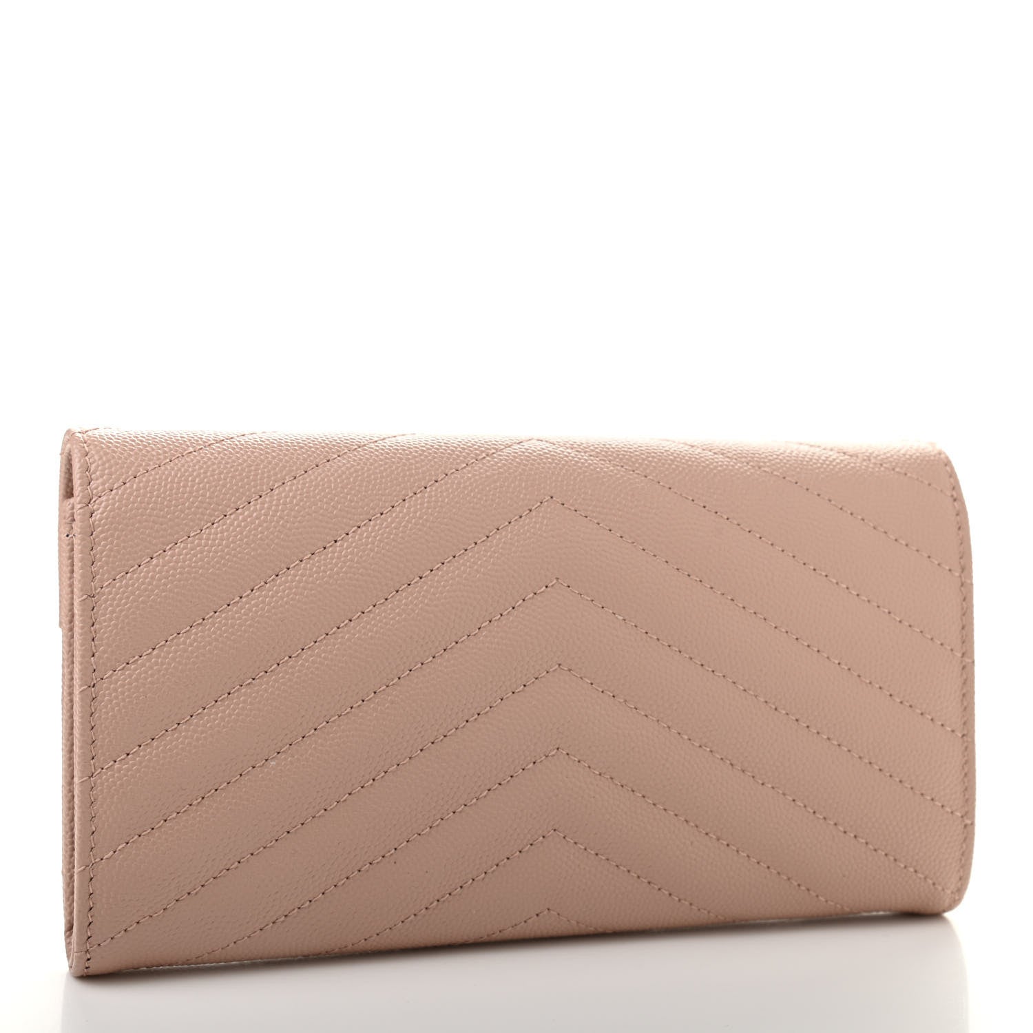 Saint Laurent Grain De Poudre Matelasse Chevron Monogram Wallet Pale Pink 3 of 10