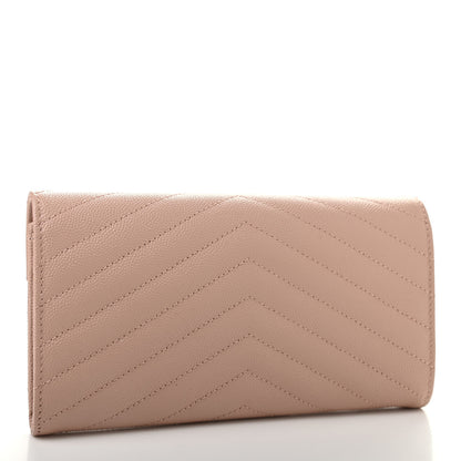 Saint Laurent Grain De Poudre Matelasse Chevron Monogram Wallet Pale Pink 3 of 10