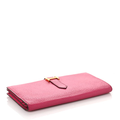 Hermes Chevre Mysore Bearn Gusset Wallet Rose Shocking 4 of 11