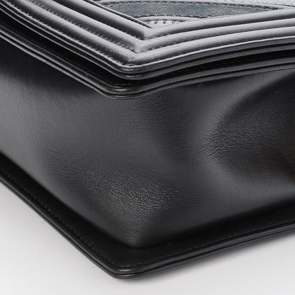Chanel Caviar Suede Calfskin Chevron Medium Boy Flap Black 10 of 13