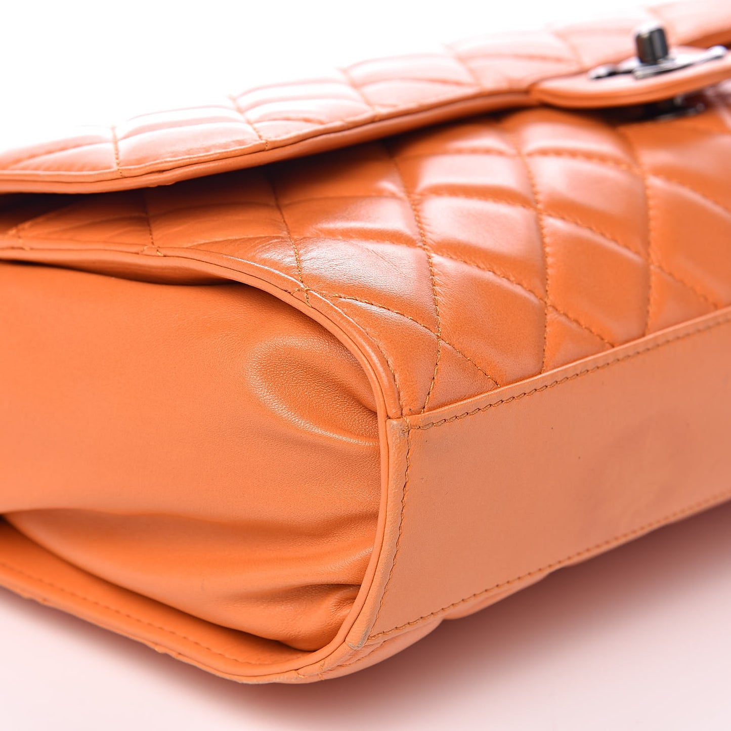 Lambskin Quilted Jumbo Grocery By Drawstring Shopping Bag Orange