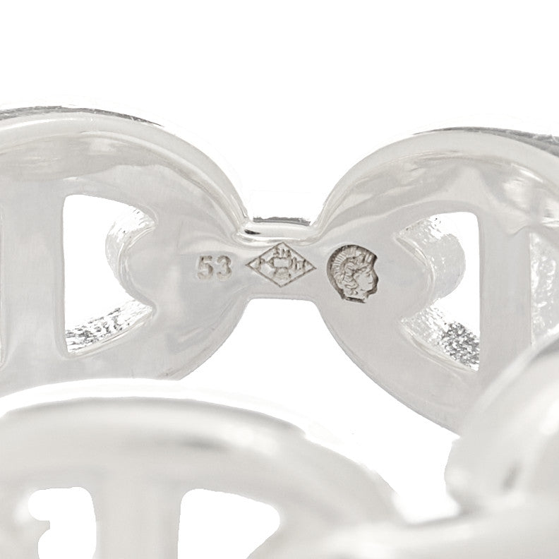 Sterling Silver PM Chaine d'Ancre Enchainee Band Ring 53 6.25