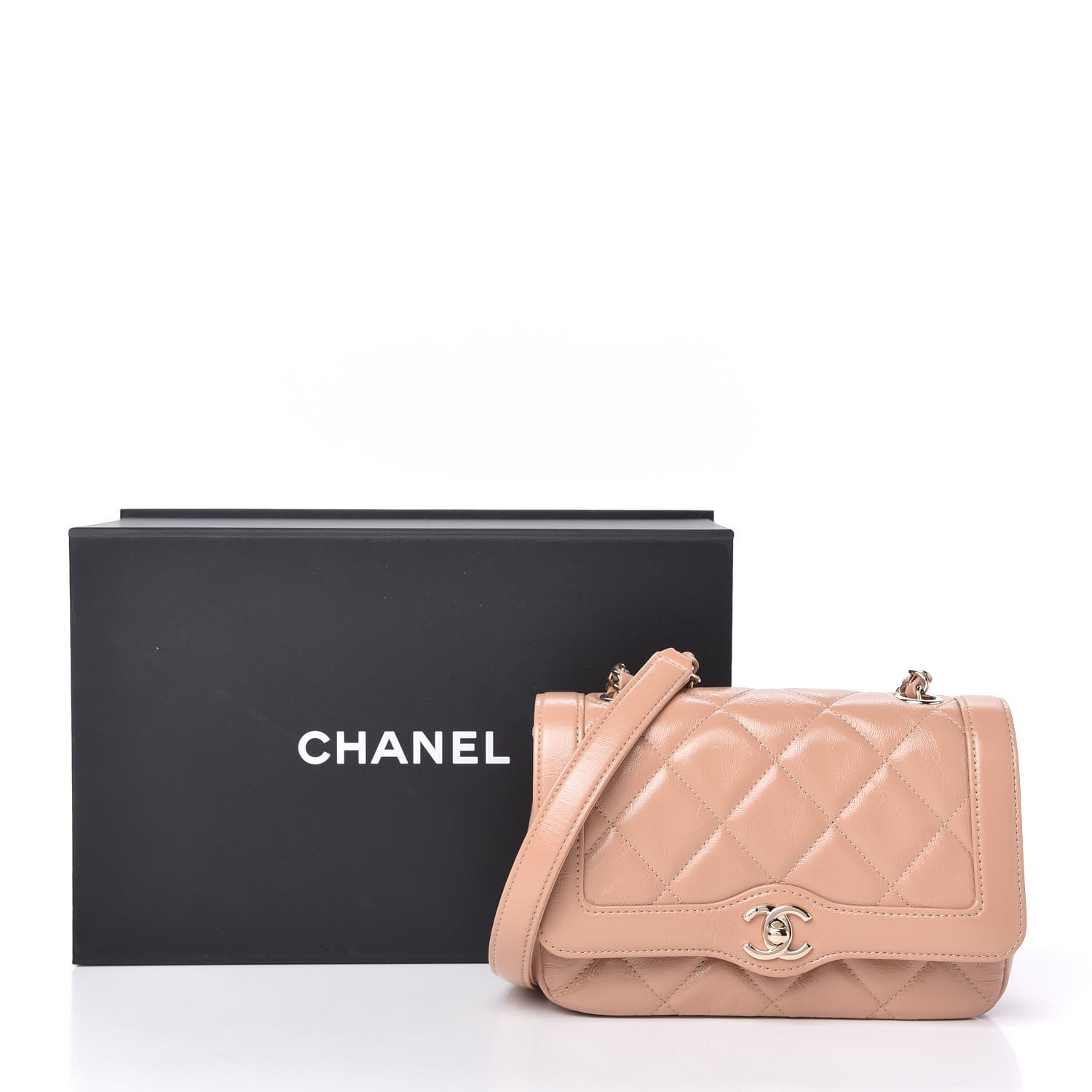 Chanel Shiny Aged Calfskin Quilted Mini Hold The Line Flap Beige 11 of 11