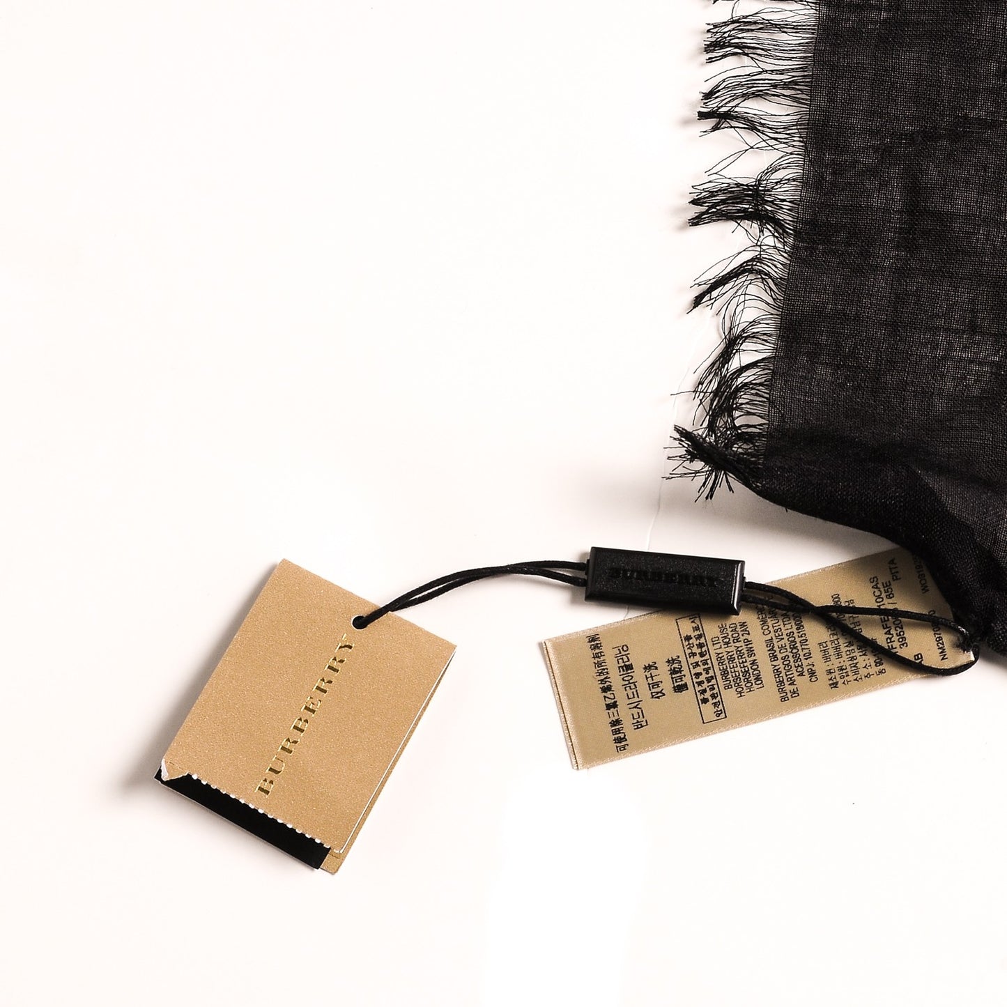 Wool Silk Ombre Gauze Giant Check Scarf Charcoal