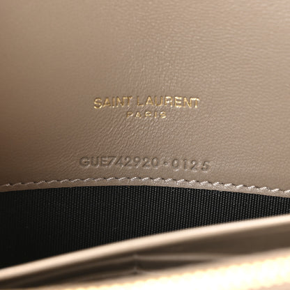 Saint Laurent Lambskin Matelasse Chevron Monogram Envelope Chain Wallet Dusty Grey 7 of 10