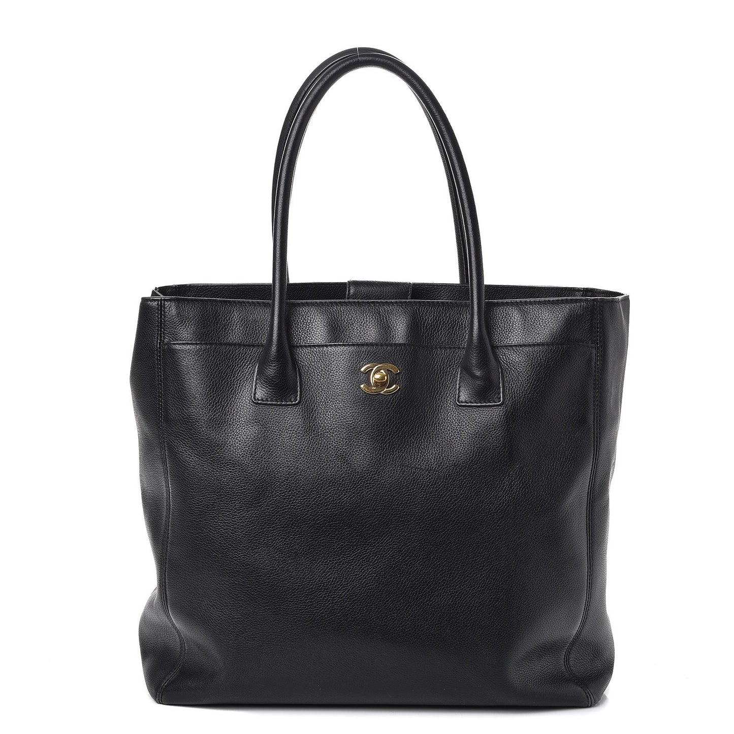 Calfskin Tall Cerf Tote Black