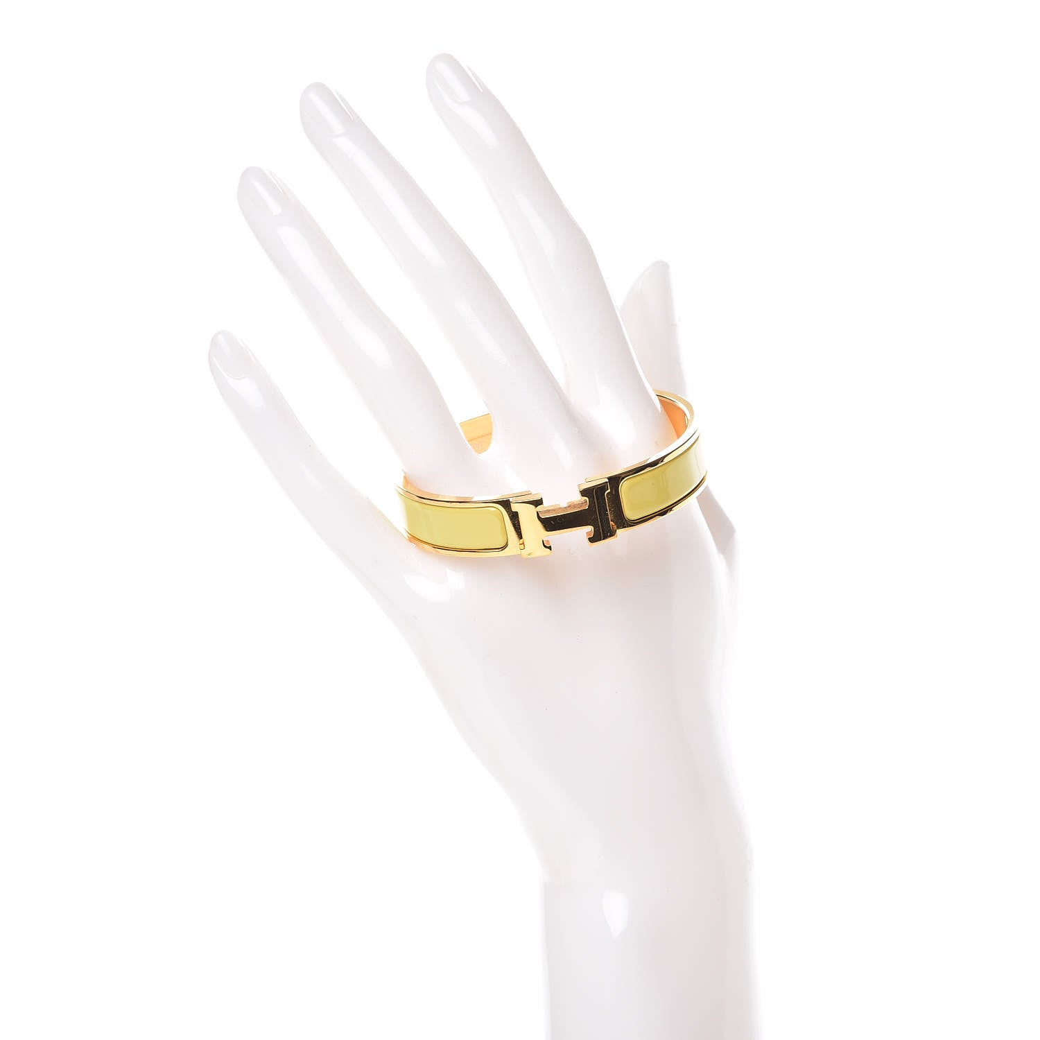 Hermes Enamel Narrow Clic Clac H Bracelet PM Jaune Citron 2 of 5