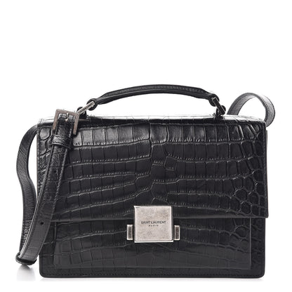 Saint Laurent Calfskin Crocodile Embossed Medium Bellechasse Satchel Black 1 of 9