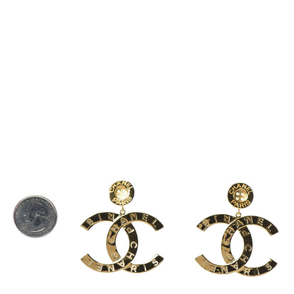 Chanel Metal Large Paris Button Earrings Gold 2 of 4