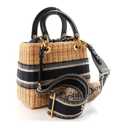 Christian Dior Wicker Oblique Medium Lady Dior Bag Blue 2 of 9