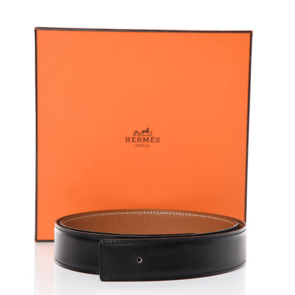 Hermes Box Togo 32mm Belt Strap 95 Black Gold 9 of 9
