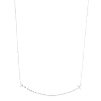 Tiffany Sterling Silver Large T Smile Pendant Necklace 1 of 6