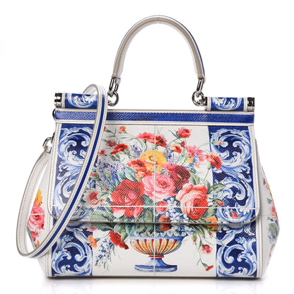 Dolce & Gabbana Dauphine Majolica Print Small Miss Sicily Satchel Multi 1 of 8