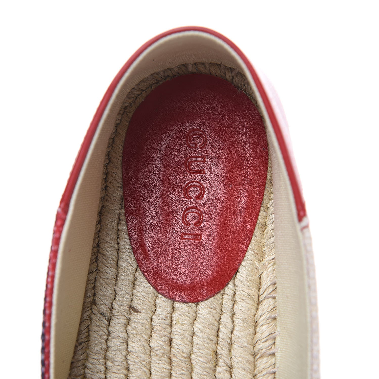 Gucci Canvas Sylvie Stripe Logo Mens Espadrilles 10 Mystic White Hibiscus Red Maritime 7 of 10