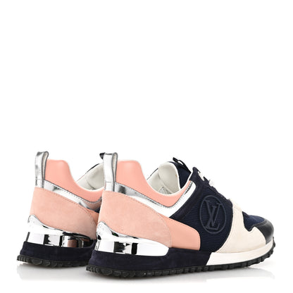 Louis Vuitton Suede Calfskin Run Away Sneakers 36.5 Blue Pink White 5 of 9