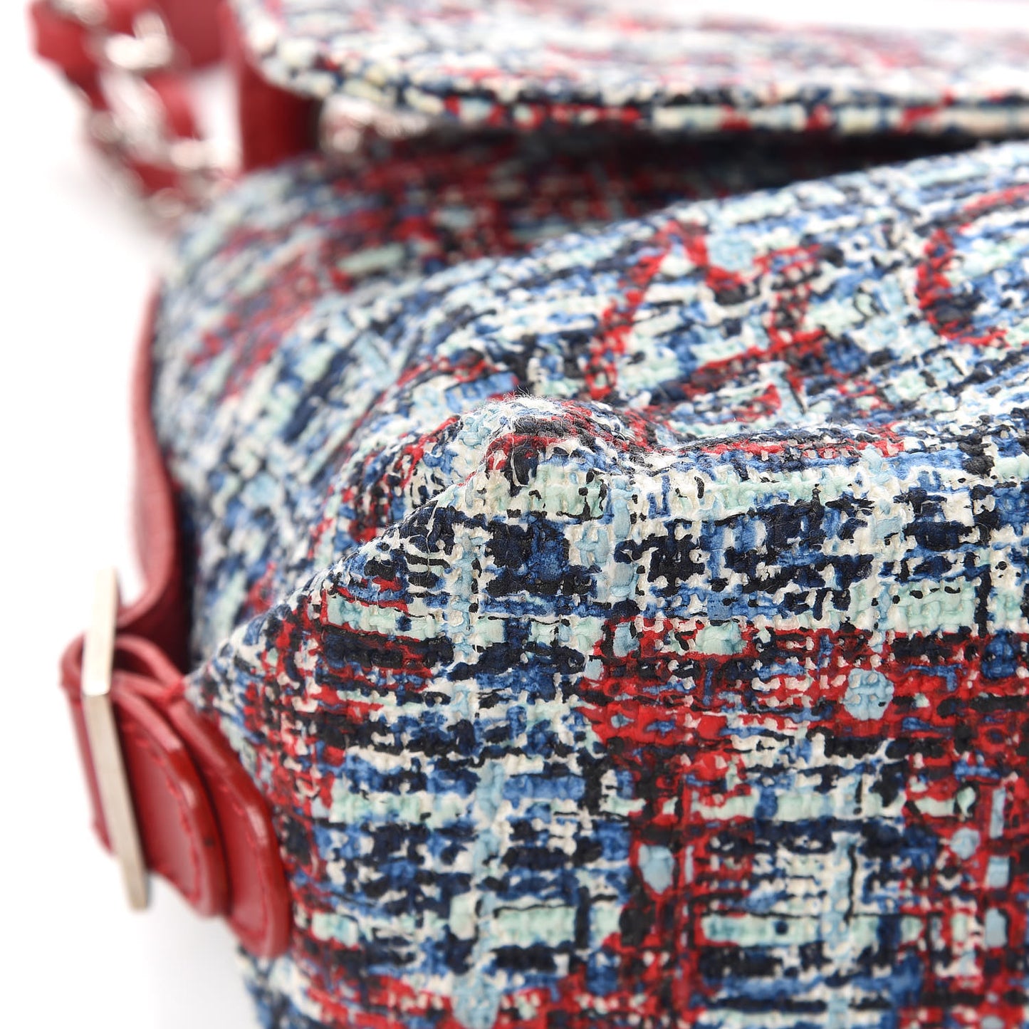 Tweed Lambskin Flap Blue Red